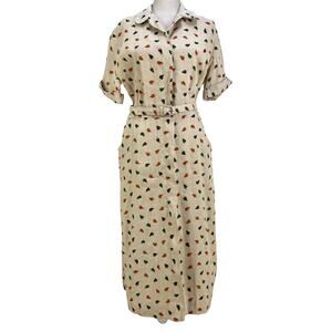 Vintage | Dresses | Vintage Cay Artley Irish Linen Dress Printed Leaf Motif  Neutral | Poshmark